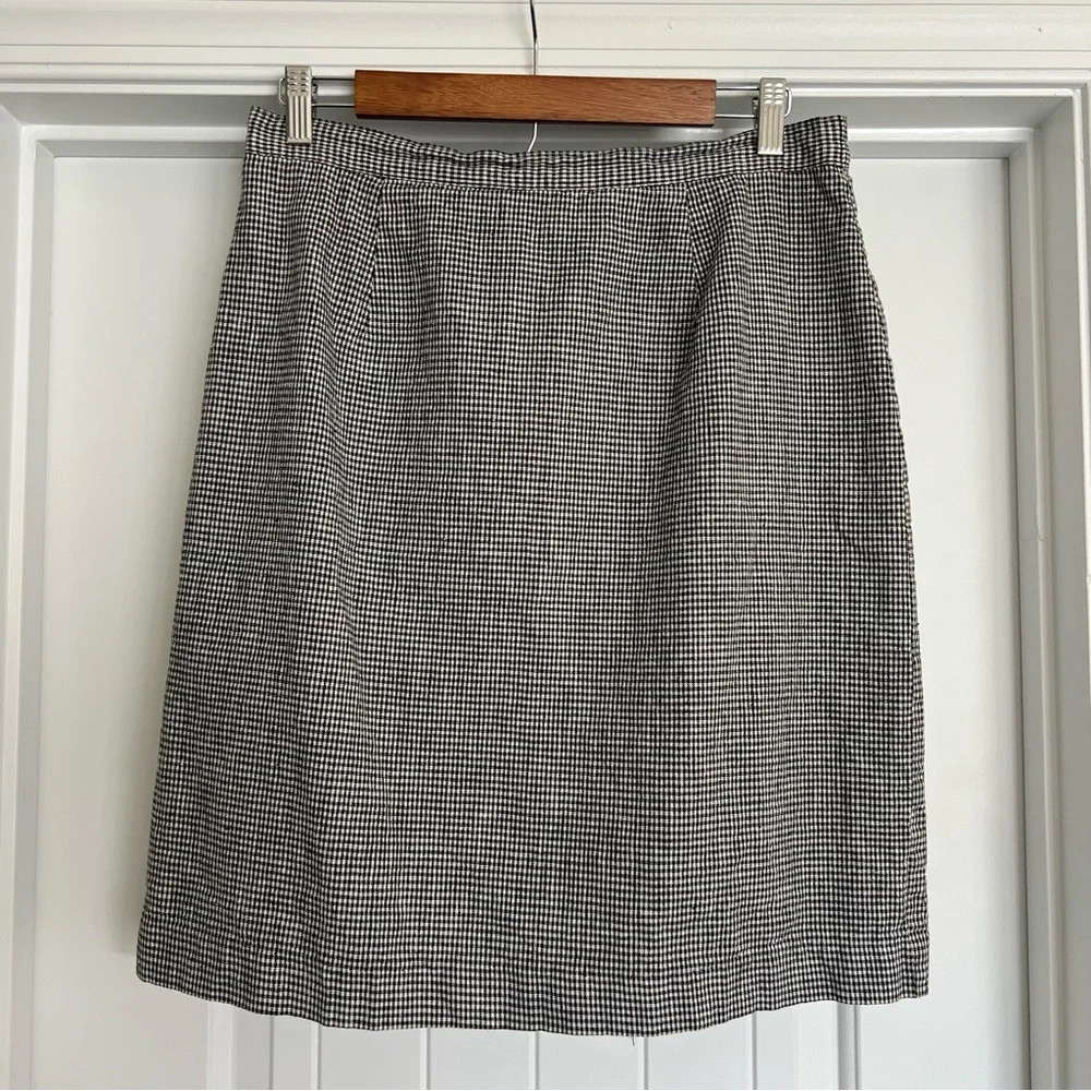 Vintage Linen Black and White Houndstooth Skirt
